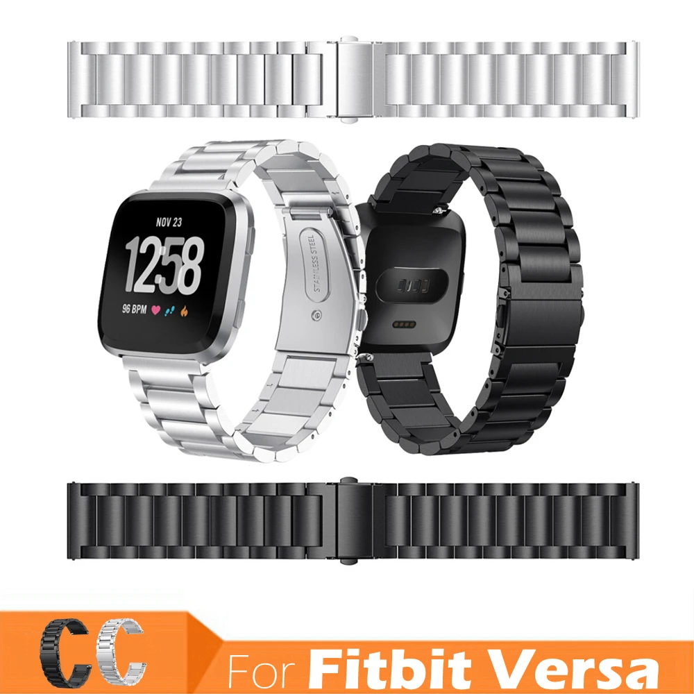 Безвинтовое Нержавеющая сталь прикован Smartwatch металлический браслет Watchabnd для Fitbit Versa замена Смарт часы наручные ремень