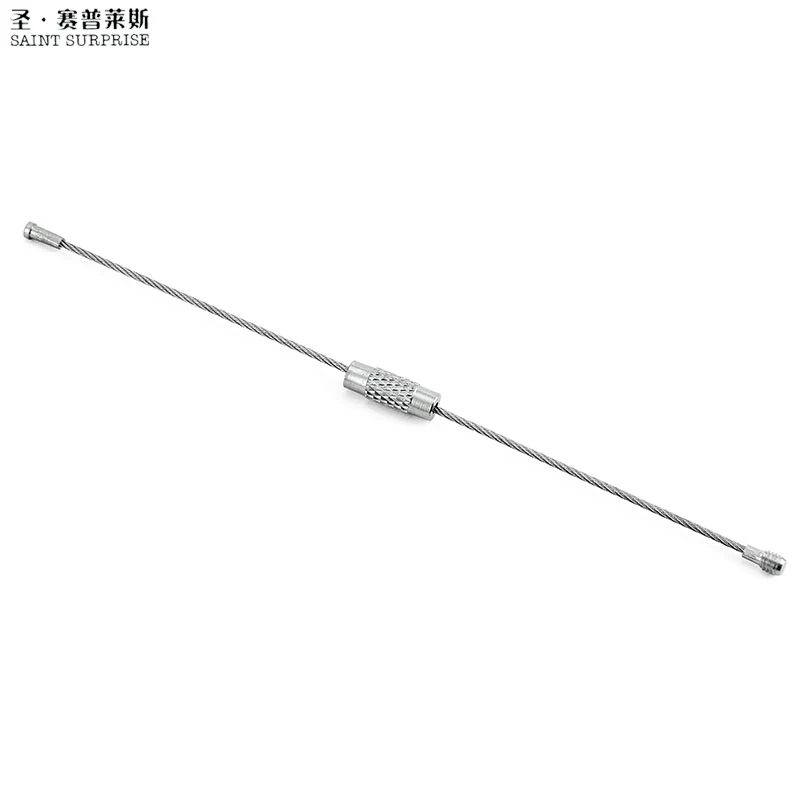 10Pcs Screw Locking Stainless Steel Wire Keychain Cable Rope Key Holder Keyring Key Chain Rings Cable Outdoor Hiking Keychains (2)