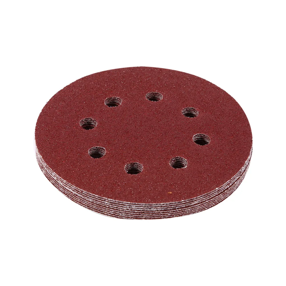 

10Pcs/Lot 125mm Round Shape Red Sanding Discs 8 Hole 60# Grit Sand Papers for Your Choose