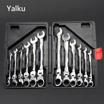 

Yalku Torque Wrench 12pcs Set Steel Auto Flexible Head Sleeve Combination Tool Ratchet Wrench Set of Hardware Car Repair Tools