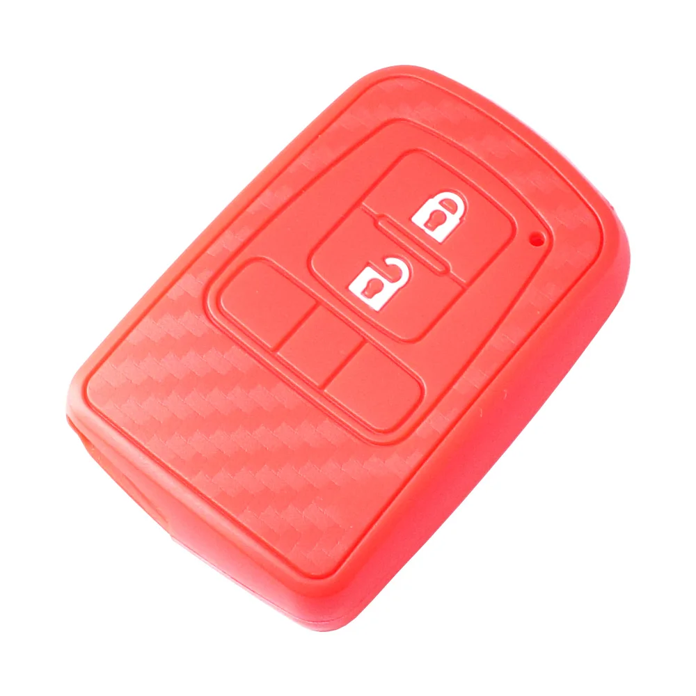 Силиконовый чехол для ключей от машины для Toyota CAMRY SIENNA Noah Voxy Avalon Auris Crown Land Cruiser углеродный смарт-пульт дистанционного управления брелок крышка - Название цвета: Красный