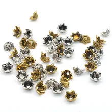 200 шт Лепестковые бусинки колпачки микс тибетских серебряных плакированных бусин в форме цветка концевые колпачки для изготовления ювелирных изделий Аксессуары для браслетов фурнитура своими руками