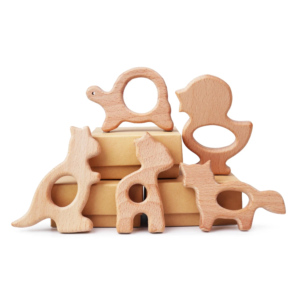 TYRY. HU 1 шт.. Прорезыватель из буковой древесины в форме животных Детские Прорезыватели для зубов Младенцы Прорезыватели игрушки Детские