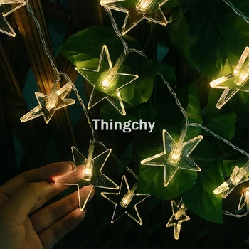 

3M 20LED Five ponited Star String Fairy flashing porch Lights Battery Operated Christmas outdoor Wedding Garland Decorations