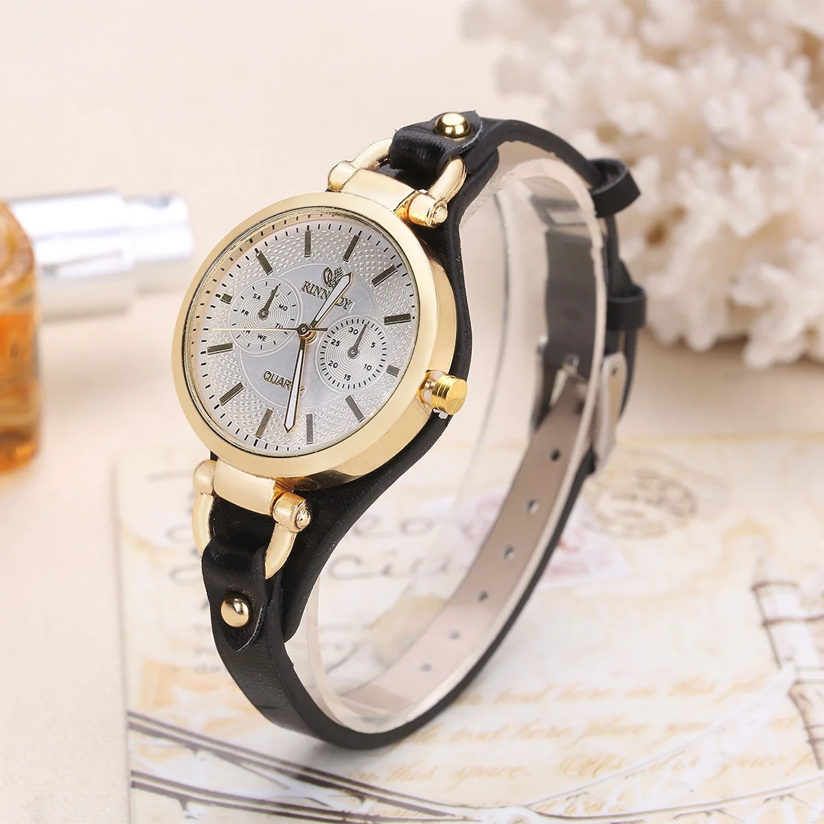 Часы женские кварцевые под розовое золото с кожаным ремешком|watch brand|watch fwatch fashion |
