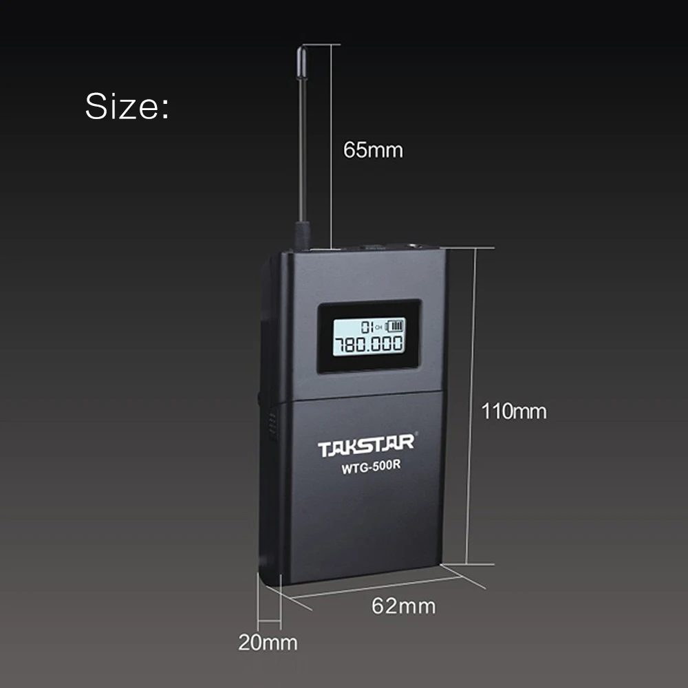 TAKSTAR WTG-500 UHF беспроводная акустическая система передачи(передатчик+ приемник) 100 м эффективный диапазон 6 каналов ЖК-дисплей