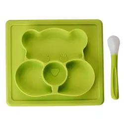 Детская посуда силиконовая для кормления тарелка ложка детская посуда набор посуды для детей Детское питание держатель тарелка