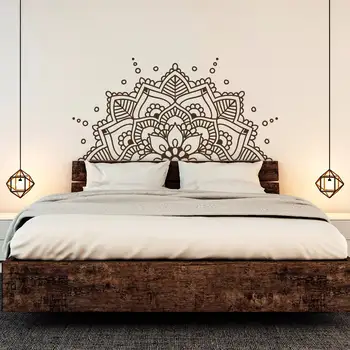 

Bedroom Headboard Boho Bohemian Decor Half Mandala Wall Decal Yoga Studio Namaste Ornament Mandala Vinyl Wall Sticker