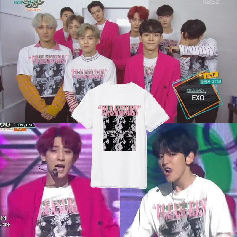 KPOP EXO K Album T EX➬T Chanyeol 2016 Классическая Модная хлопковая одежда футболки с