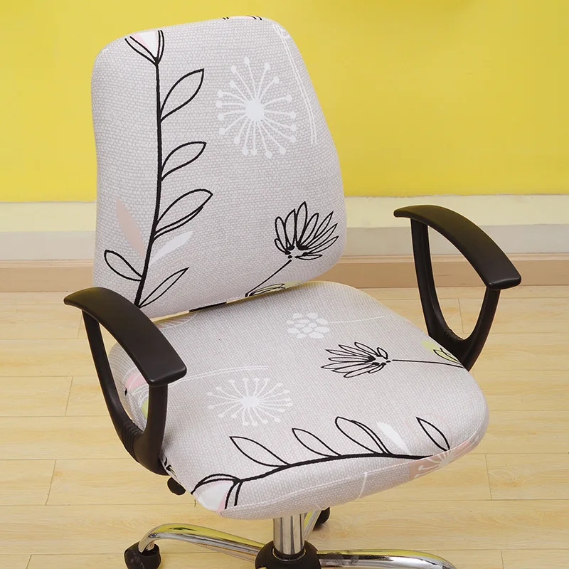 Съемные эластичные чехлы на кресла офисные компьютерные чехлы для стульев с цветочным принтом тянущийся вращающийся подъемник сидения