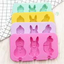 DIY милый снеговик Силиконовая форма в виде кролика форма для изготовления мороженого с крышкой фруктовые Формочки Для Мороженного «фруктовый лед» кубики кухонные аксессуары 0517