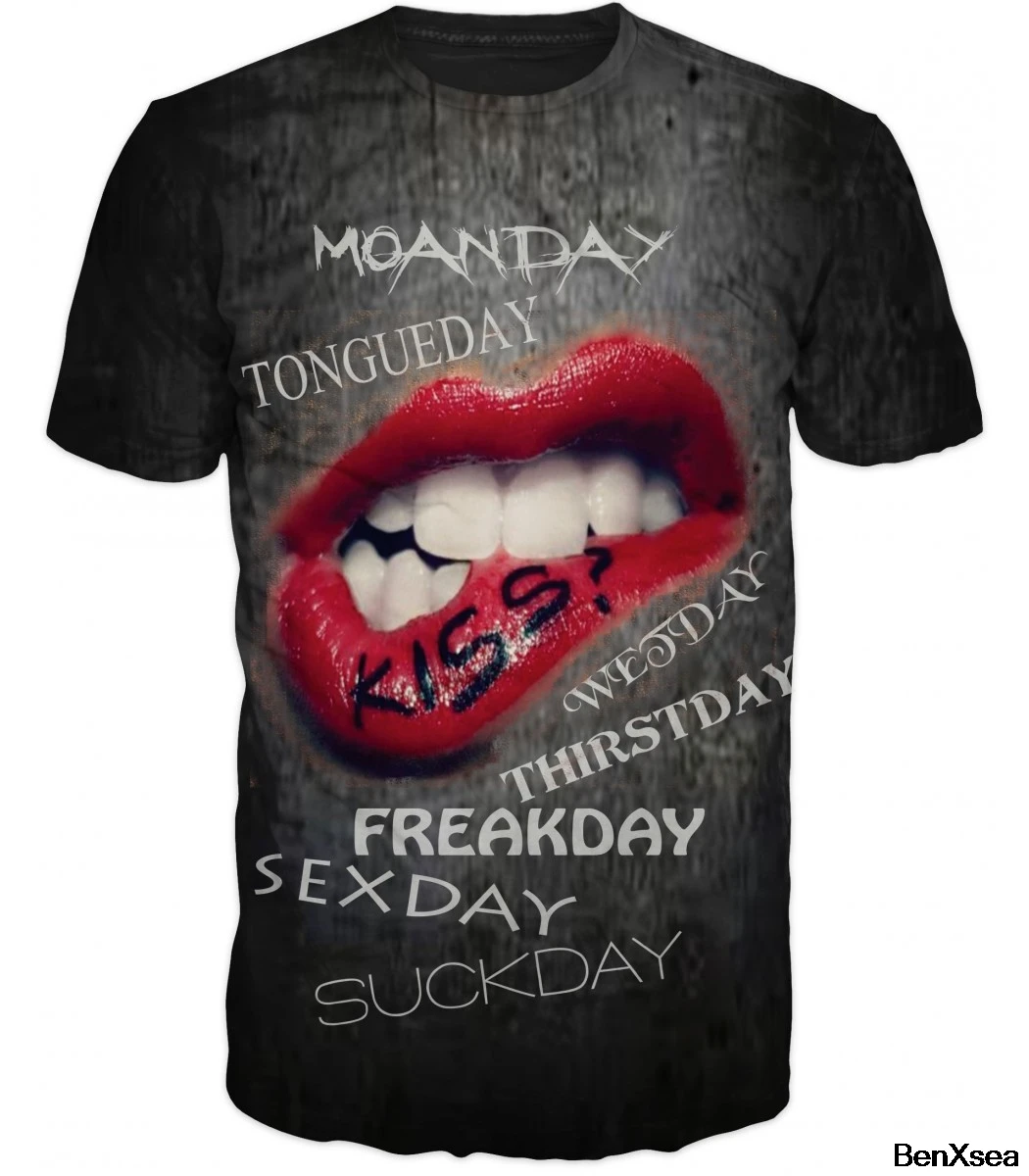 

New Fashion Sexy Kiss T Shirt Funny 3D Print Hip Hop Fitness Tshirt Unisex Tee Tops Brand Clothing Camisetas