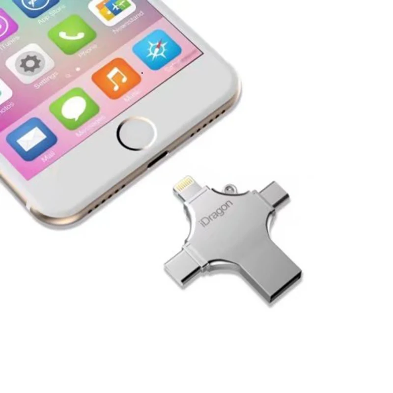Usb флеш накопитель Ingelon 4 в 1 256 ГБ 16 32 флешка 128 OTG idragon металлическая usb для iphone ios