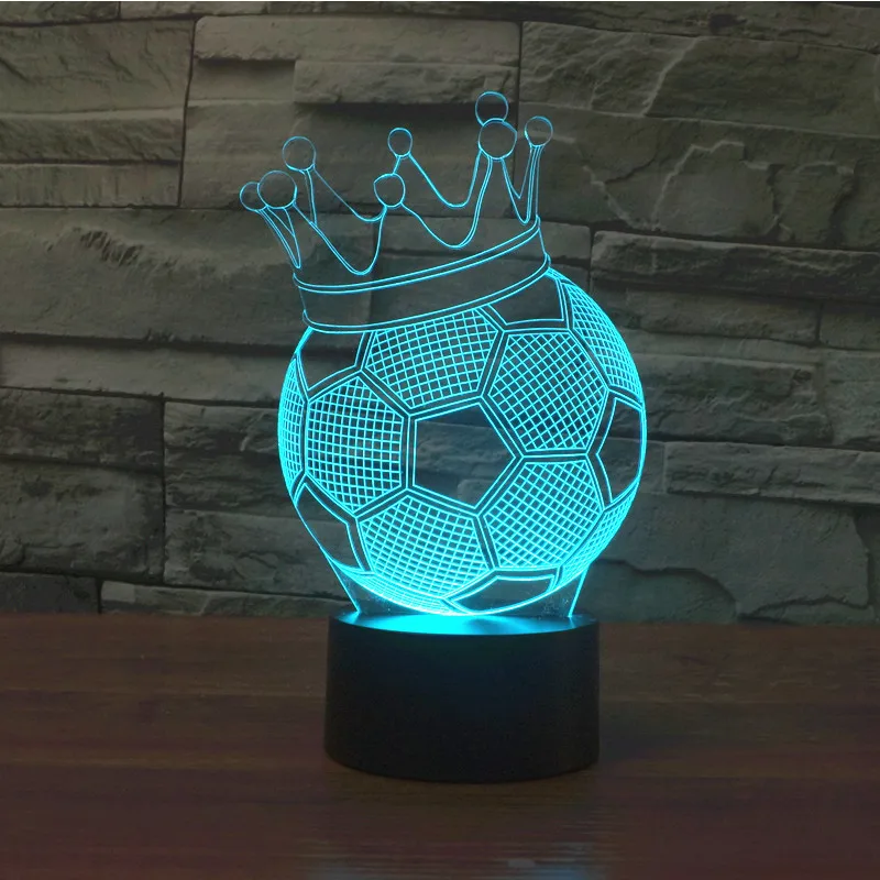 Crown Football Soccer 3D Led Table Lamp Ball Sports Portable Visual