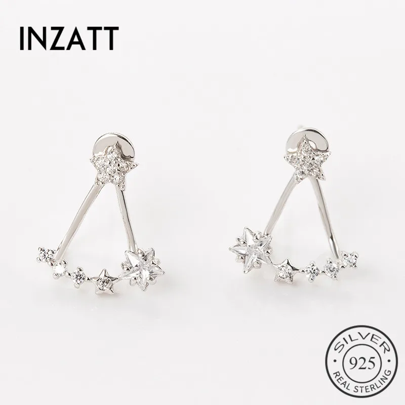 

INZATT OL Solid Authentic 925 Sterling Silver Zircon Star Drop Earrings For Women Anniversary Fashion Jewelry Accessories Gift