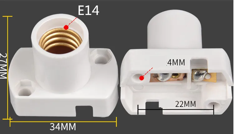 Цоколь E27 с отверстием для провода B22 разъем самоблокирующийся E14 держатель лампы люстра лампа энергосберегающий светильник - Цвет: E14