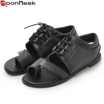 

MoonMeek large size 34-46 fashion summer new shoes woman lace up flat with sandals women shoes Casual ladies shoes women 2019