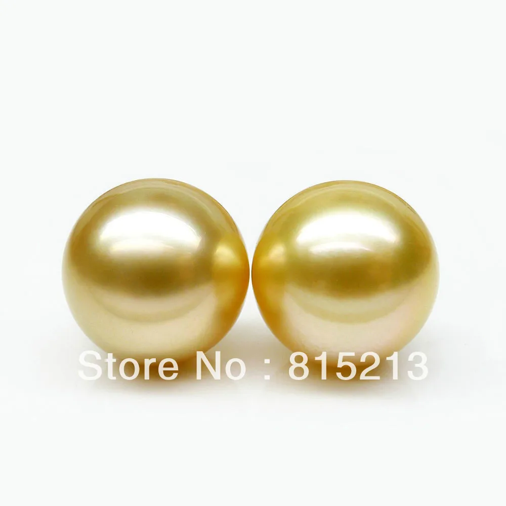 

wb00173 SHINING!2PS AAA 10.85MM DEEP GOLDEN SOUTH SEA GENUINE PEARL DIY EARRINGS