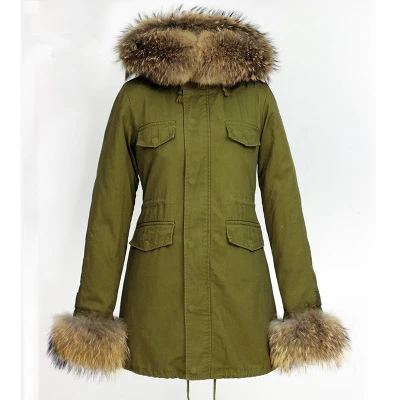 Новинка, модная зимняя женская куртка, парка mujer, пальто с натуральным мехом енота, воротник с капюшоном, теплая верхняя одежда, парки - Цвет: 3