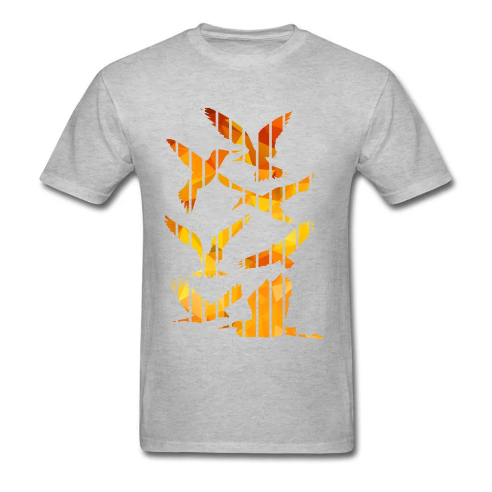 Hot Sale LETS THE BIRDS FREE Family Short Sleeve T Shirts NEW YEAR DAY O Neck Cotton Fabric Tops Shirts for Men T-shirts Custom LETS THE BIRDS FREE grey