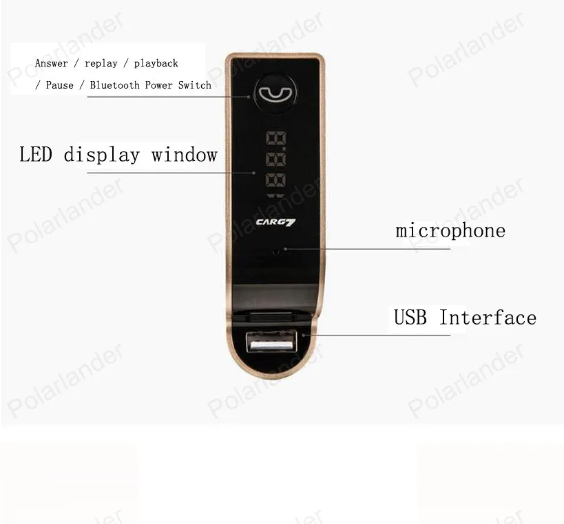 Bluetooth громкой связи Bluetooth CarKit fm-передатчик MP3 плеер Автомобильный комплект Зарядное устройство для смартфонов