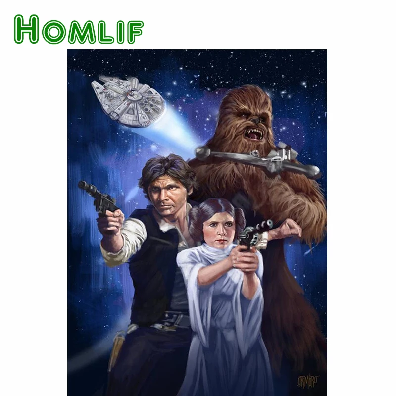 

HOMLIF 5D Diy Diamond Painting Cross Stitch Gun Star Wars Diamond Embroidery Full Mosaic Square Handmade Crafts Decor Gift Art