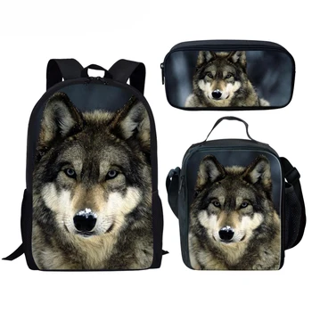 

Pcs/Set Wolf School Bags Set for Kids Girls School Backpacks Boys Shoulder Bagpack Children Bookbag Satchel Child