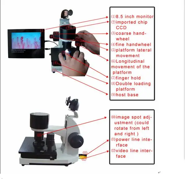 8 'цветной экран новейший капиллароскоп инструмент обнаружения микроциркуляционный микроскоп с сертификатом CE
