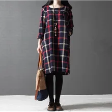 2016 Spring Autumn Nursing Maternity Dresses Plus Size Loose Plaid Long-sleeved Cotton Pregnancy Clothes For Pregnant Women