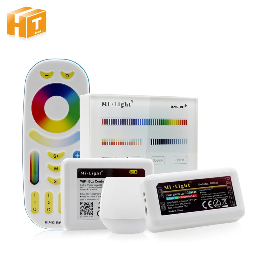 

RGBWW Full Color LED Controller RF 2.4G / Wifi Remote Control DC12-24V for RGB+CW+WW LED Strip.