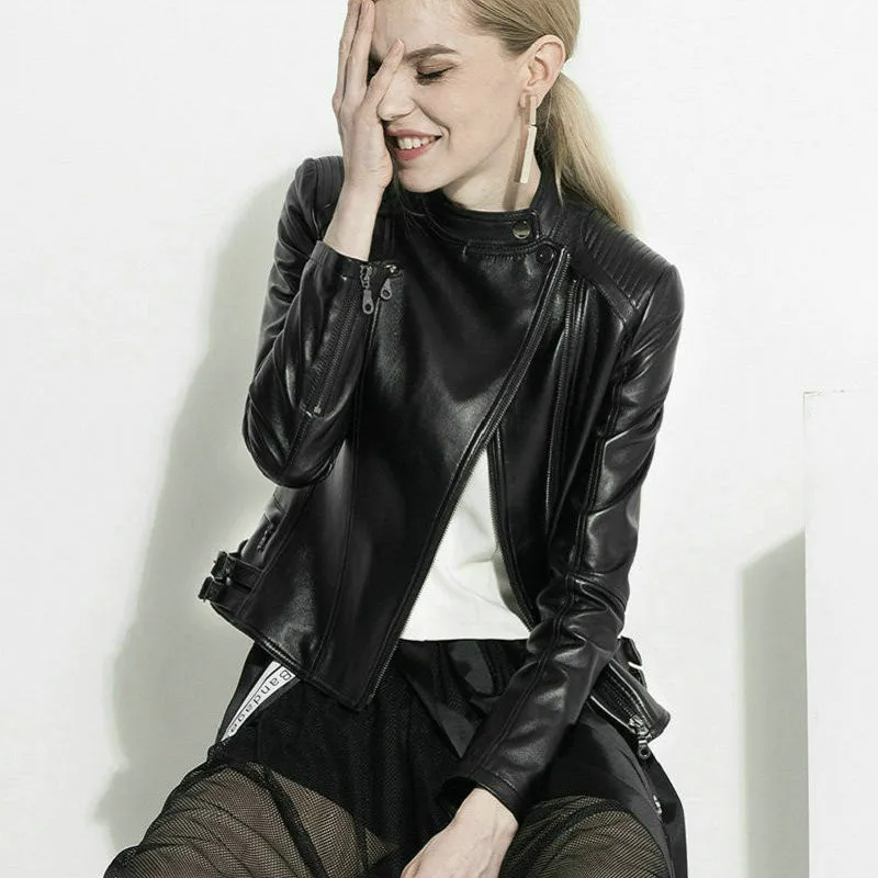 

Womens Black Genuine Leather Jacket Women Sheepskin Jacket Women Winter Top 2018 Korean Sheepskin Genuine Leather Coat