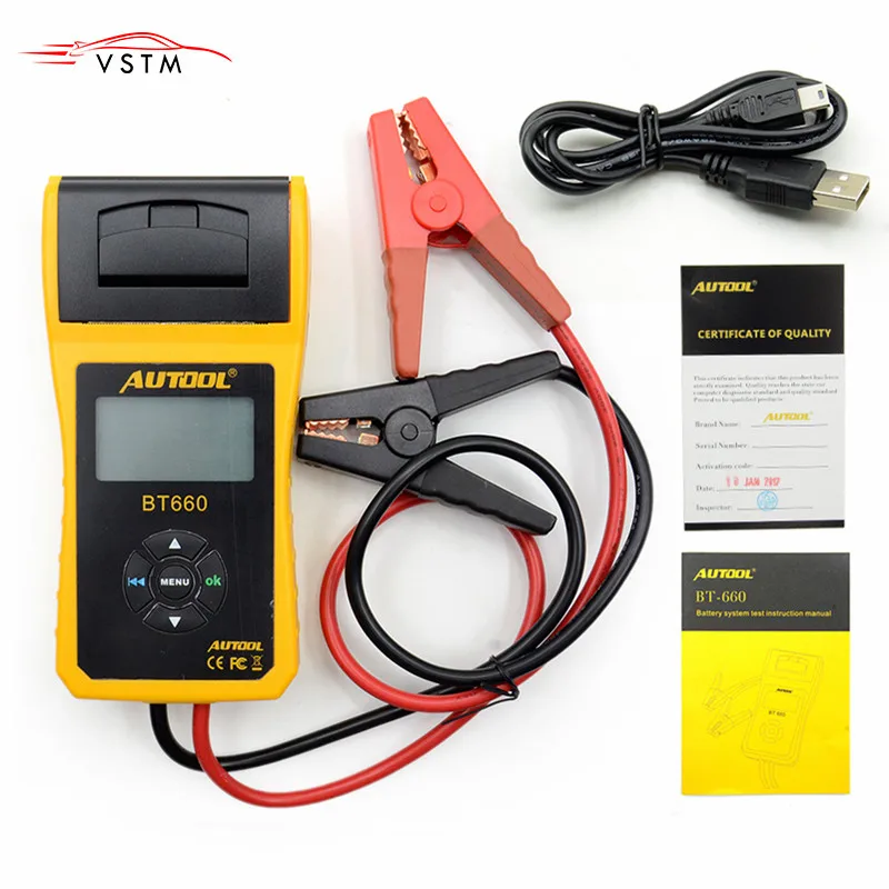 

2018 Newly Autool BT660 Car Battery Tester Automobile Charging Cranking Test Tool With Built-in Printer Function Multi-Language
