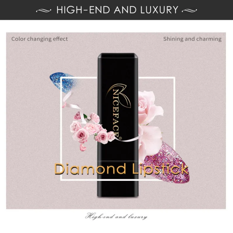 Diamond Temperature- Changed Lipstick Glitter Waterproof Shiny Moisturizer Long Lasting Lip Stick Beauty Cosmetic