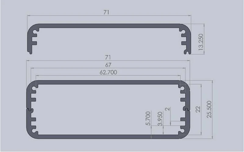 1 шт./лот, алюминиевый профиль, разделенный корпус 6063-T5, алюминиевый корпус, коробка diy 71*25,5*100 мм, черный цвет для электронных устройств