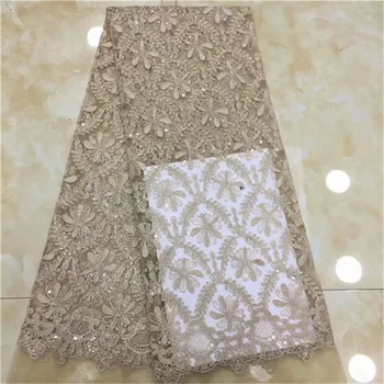 

New Net French Lace Fabric Dress High Quality Nigeria Material Mesh Pearls sequins Wedding Tulle Cord Fabric sky-blue, gold