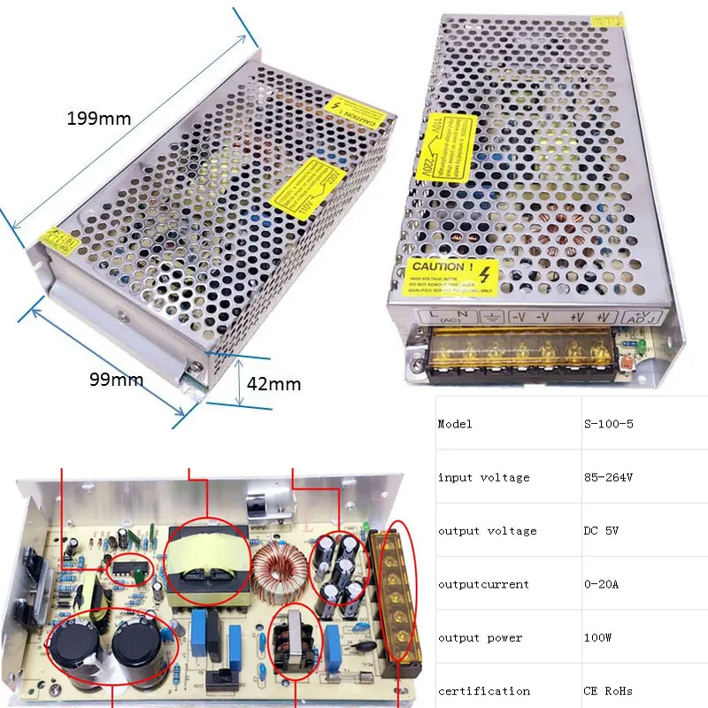 DC 5 v переключатель напряжения питания 4A, 5A, 6A, 7A, 10A, 20A, 30A, 40A, 60A, 70A, переключатель переменного тока 110 В/220 В 20 Вт 25 Вт 30 Вт 35 Вт 50 Вт 100 Вт 150 Вт 200 Вт