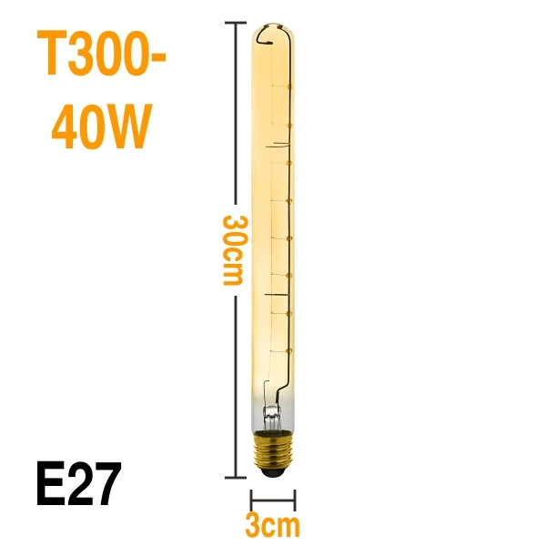 Винтажные лампочки Эдисона E27 E14 220 В лампа накаливания 25 Вт 40 Вт 60 Вт ST64 G95 T45 лампа накаливания Ретро светильник Эдисона для подвесных ламп - Цвет: T300-40W