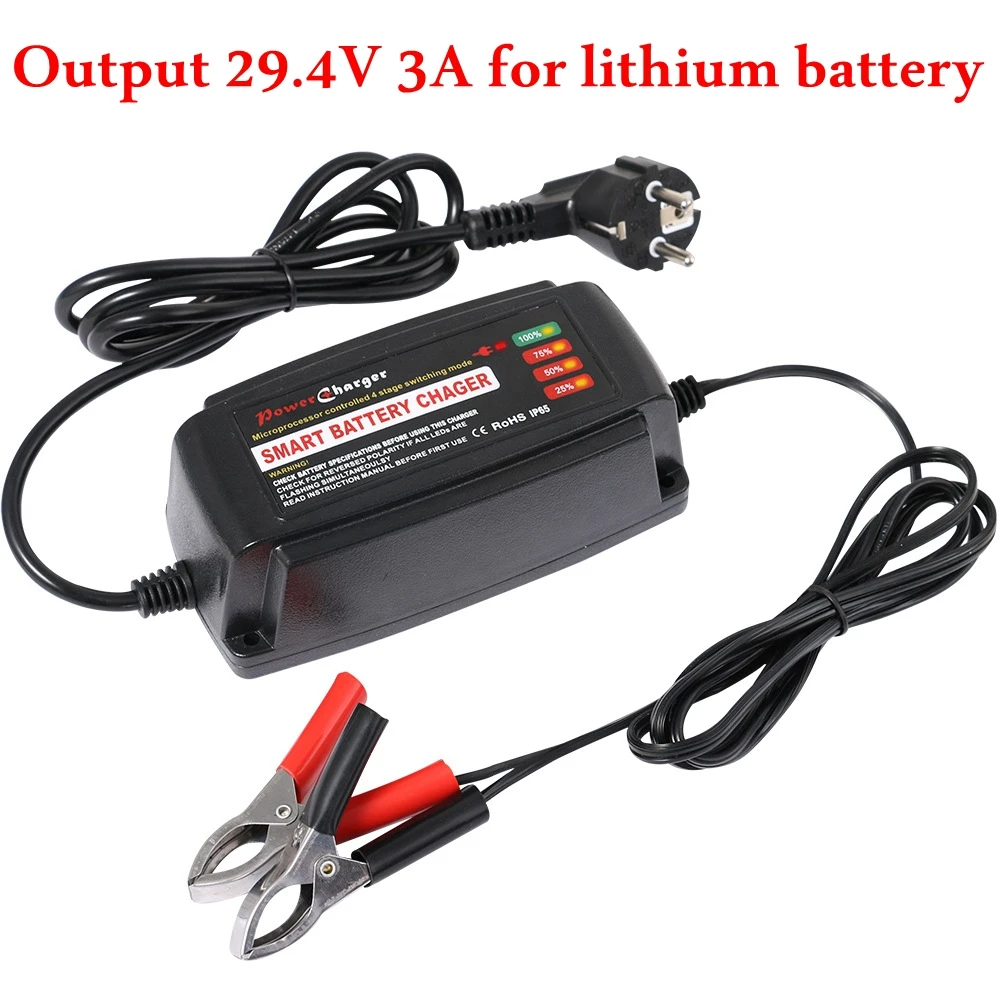 Output 29.4V 3A Lithium Battery Charger Car e bike Scooter Battery Charger 4 stage Maintainer