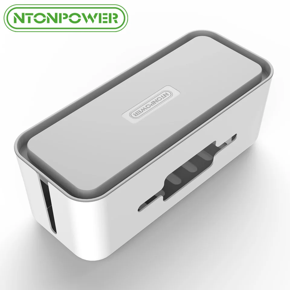 NTONPOWER RMB Hard Plastic Desk Organizer Cable Winder Container Case Power Strip Storage Box and Dustproof