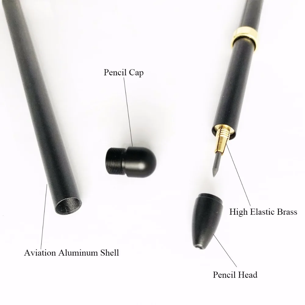 Механический карандаш 2,0 мм простой стиль аэрокосмический алюминий Многофункциональный 2B карандаш для офиса и рисования дизайн (черный)