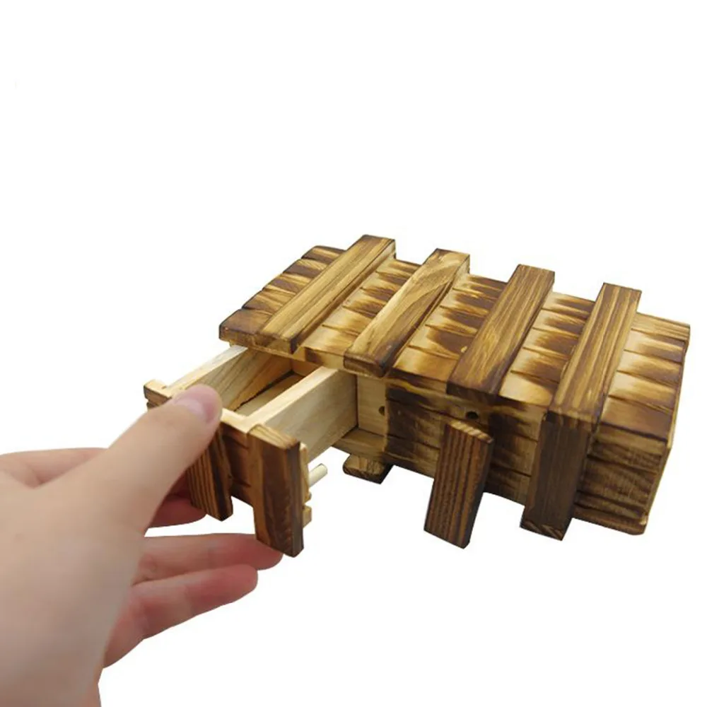 

Puzzles Vintage Wooden Puzzle Box with Secret Drawer Magic Compartment Brain Teaser Wooden Toys Puzzles Boxes Kids Wood Gift fun