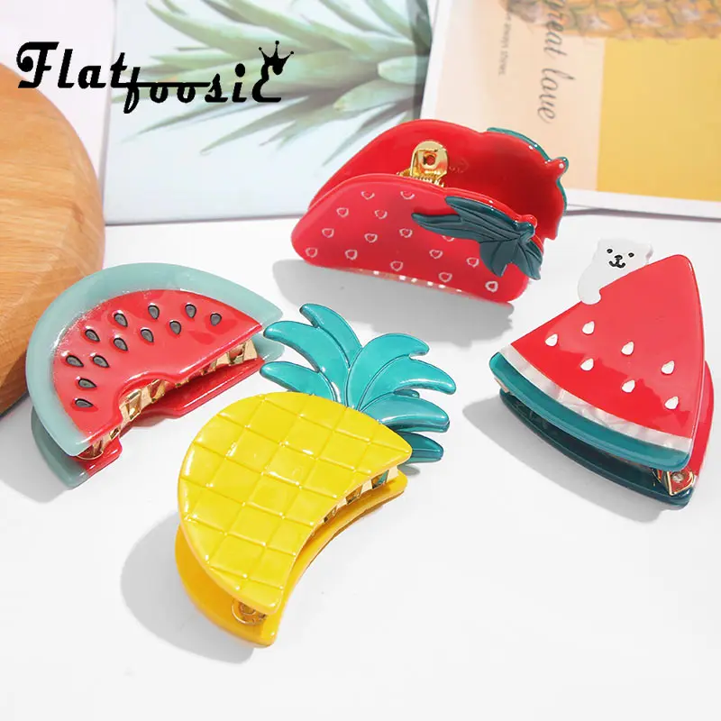 

Flatfoosie Fashion Resin Acrylic Fruit Hair Clips Girls Cute Summer Party Handmade Watermelon Hair Pins Hair Accessories Jewelry