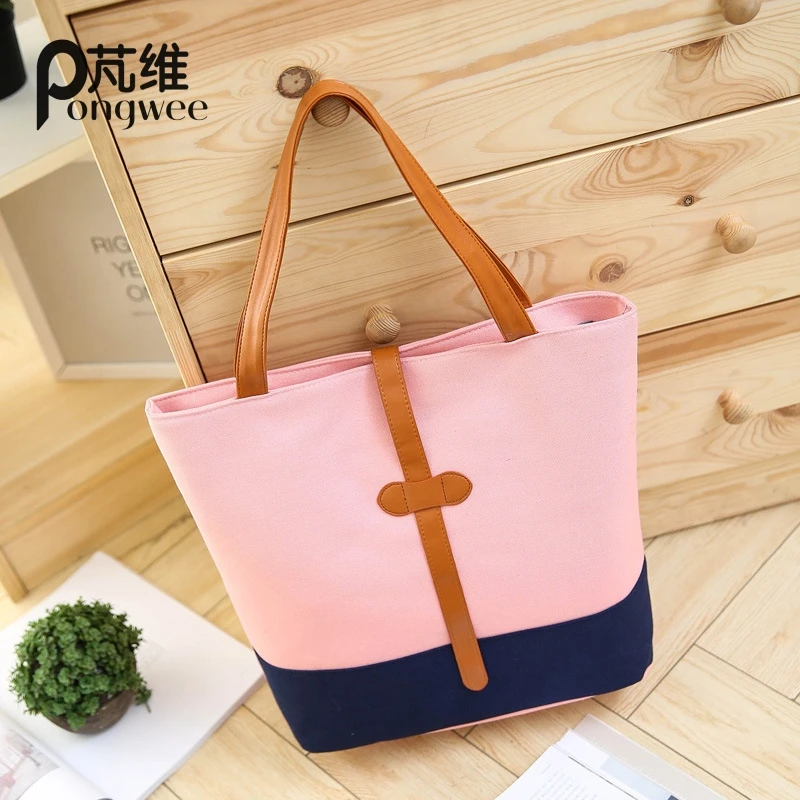 

PONGWEE High Quality Lady Shoulder Bag Designer Female Bolsos Mujer Canvas Tote Bags Women Canvas Messenger Bags Handbags