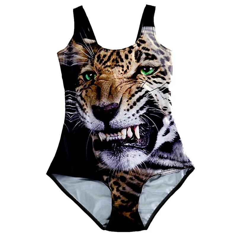 NEW 1171 Sexy Girl Summer Animal Cheetah Leopard 3D Prints One Piece Suit Sleeveless Swimsuit