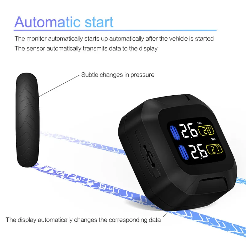 TPMS Датчик шин мотоцикла Беспроводная система контроля давления в шинах TPMS Moto внутренний/внешний датчик lcd дисплей