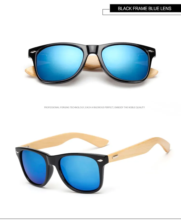 Изготовленным на заказ логосом бамбуковое оружие солнцезащитные очки Для мужчин, очки, деревянные очки, Для женщин,, деревянные солнцезащитные очки по макету клиента 50 шт./компл - Цвет линз: black blue