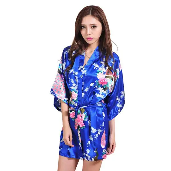 Светло-голубой шелковый халат из вискозы платье Китайская леди сексуальная мини-ночная рубашка халат Винтаж кимоно юката платье плюс размер XXXL RB1030 - Цвет: Blue Robe