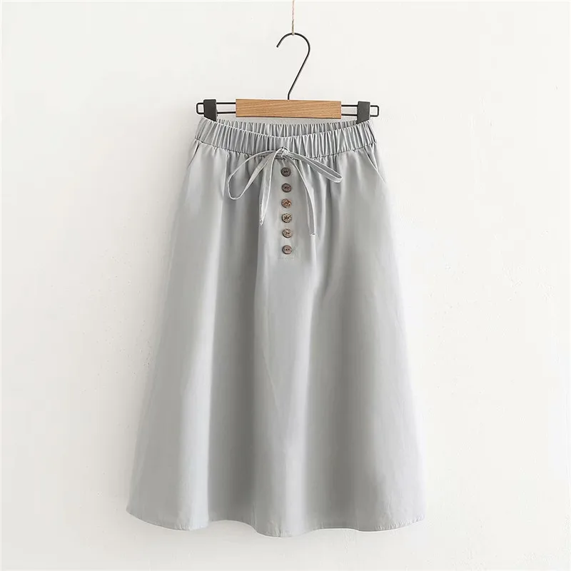 Gladiolus Harajuku Skirts Womens High Waist Button Pockets Tunic Gray Black Pink Midi Women Summer Skirt Faldas mujer moda 2019 (18)