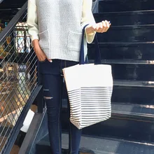 8 шт./партия, Женская холщовая хозяйственная сумка, эко складная печать, сумка-тоут, складная сумка на молнии, маленькая полосатая Повседневная сумка на плечо