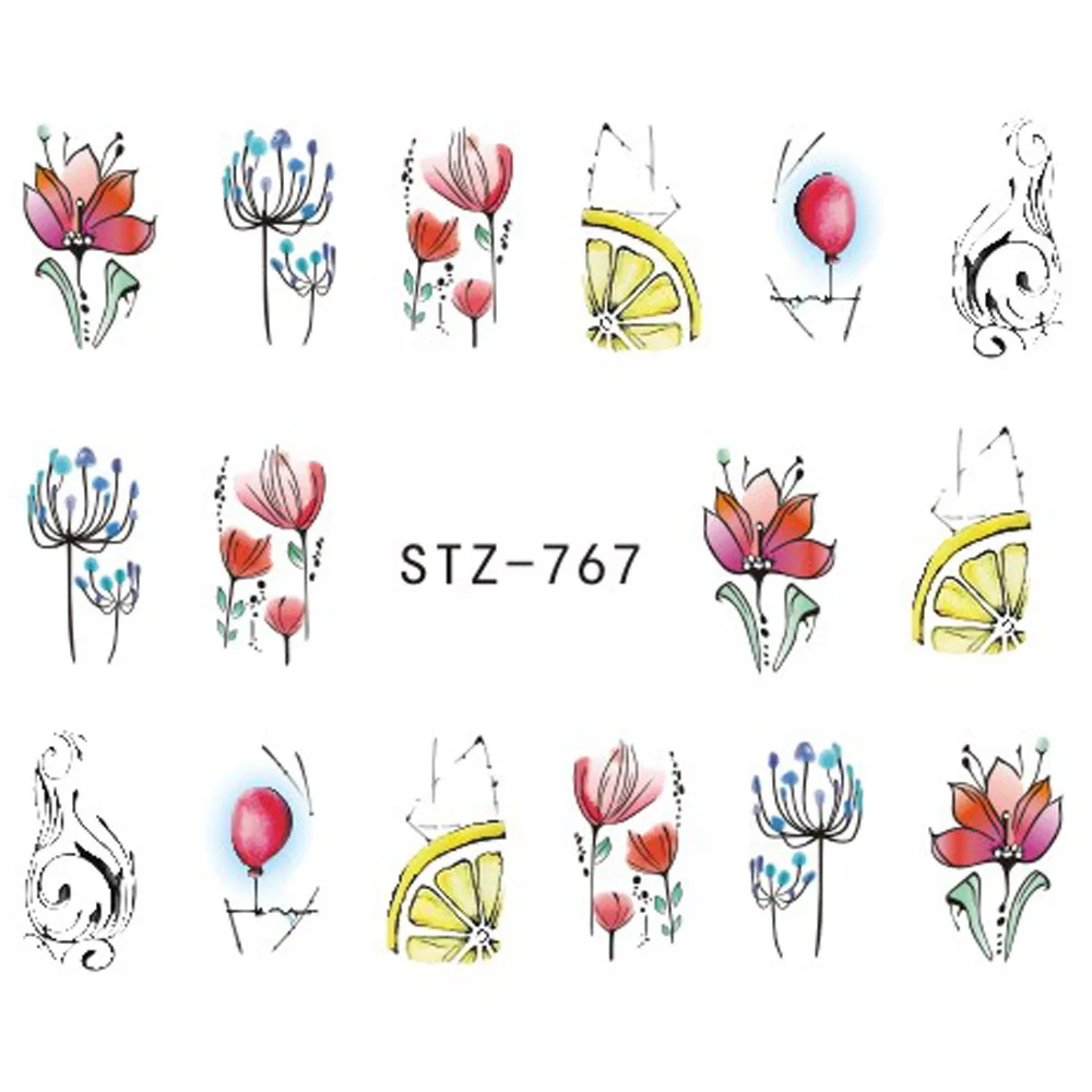12 шт переводные наклейки на ногти черный цветок Полный Обертывания полый дизайн ногтей Фольга слайдер геометрический Декор Маникюр STZ766-778